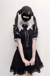 Jirai Kei Short Sleeves Hollow Bowknot Lace Sweet Blouse 3 Colors